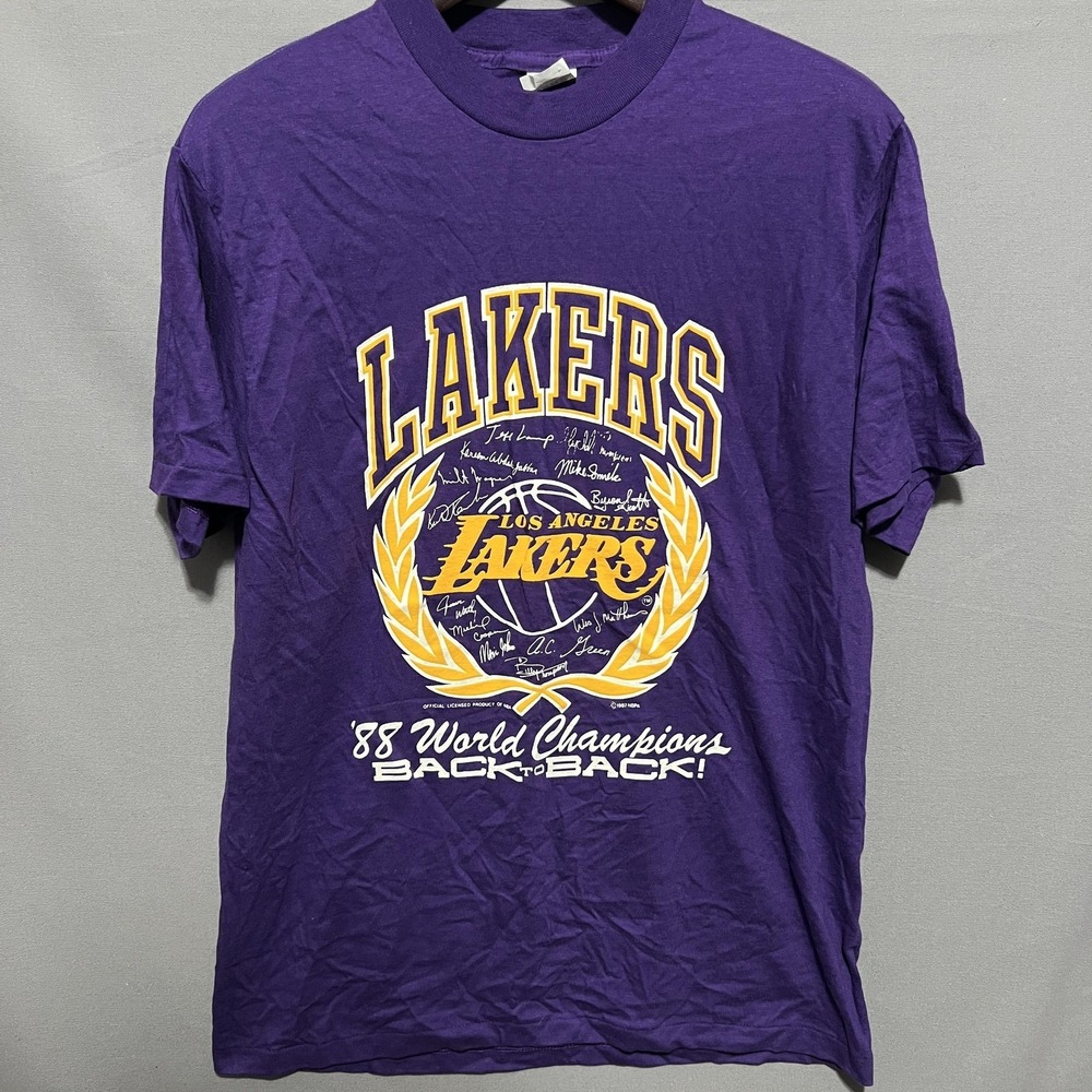 Vintage Los Angeles Lakers Shirt Mens XL Purple 88 Back To‎ Back Tee T-Shirt